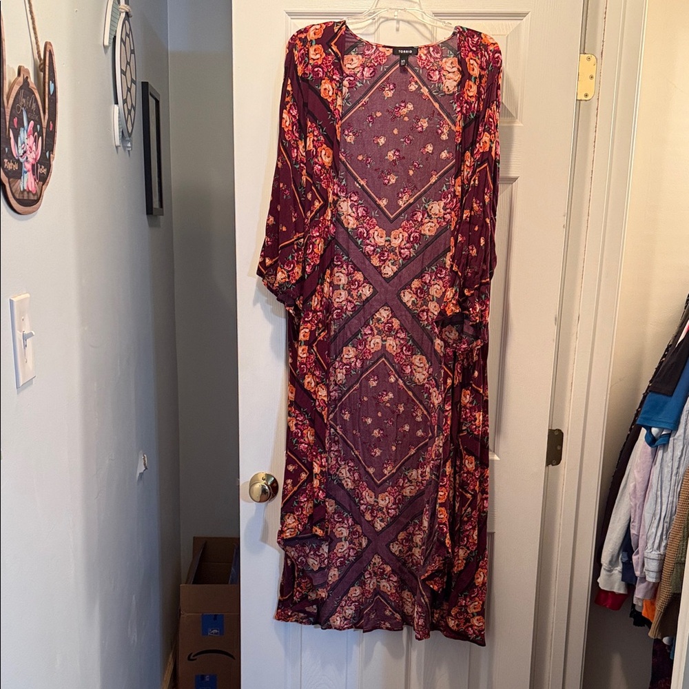 torrid Burgundy Floral Maxi Tunic Dress